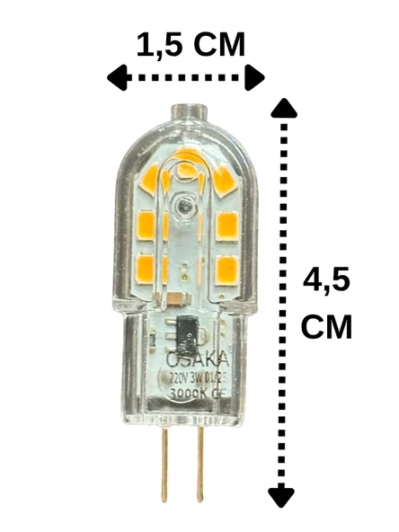(2 Adet) Osaka 3W Sarı Işık (3000K) G4 Duylu Led Kapsül Ampul - Resim 2