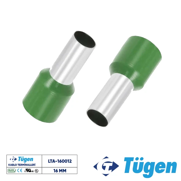 Tügen 16,00mm İzoleli Yüksük Yeşil ( 1 Kutu 100 Adet ) ürün görseli 1