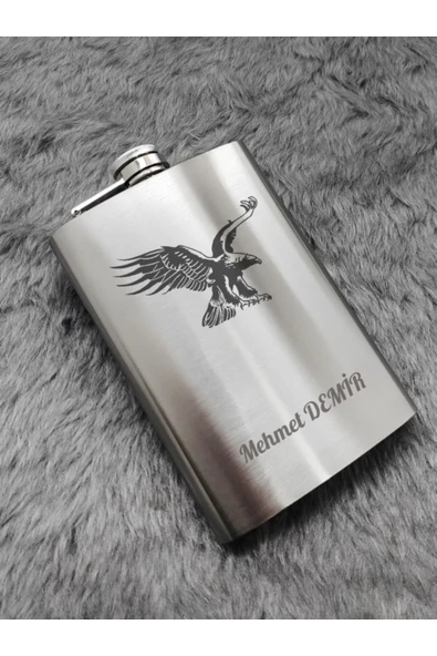 Vip Hediye İsime Kişiye Özel 9 Oz Çelik Cep Matarası Kartal Temalı 266 Ml İçecek Matarası - Resim 4