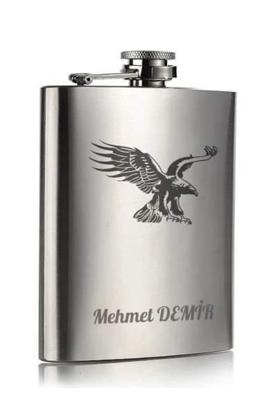 Vip Hediye İsime Kişiye Özel 9 Oz Çelik Cep Matarası Kartal Temalı 266 Ml İçecek Matarası - Resim 3