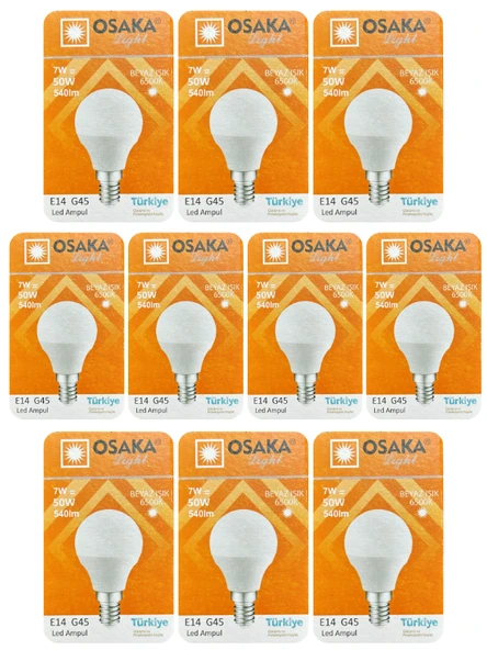 (10 Adet) Osaka 7W (50W) Beyaz Işık E14 Duylu (İnce Duy) Led Mini Ampul ürün görseli 1