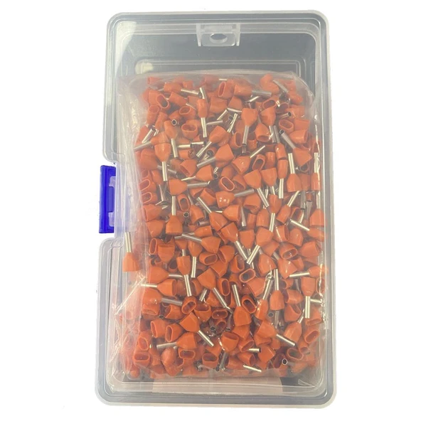 Tügen 2x0,50mm2 Çift Girişli İzoleli Yüksük Turuncu ( 1 Kutu 1000 Adet ) - Resim 2