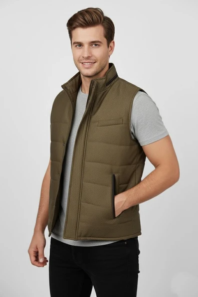 Erkek Spor Hakim Yaka Yelek Regular Kalıp 959-309 BGL-ST04875 - Resim 4