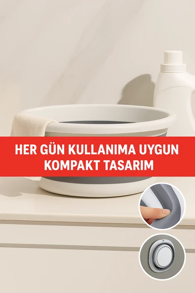 10 LT Katlanabilir Kare Leğen – PP + Silikon, Yer Kaplamaz, Dayanıklı, Çok Amaçlı - 2