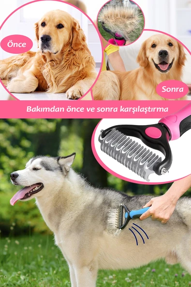 Mucit Home Metal Uçlu Köpek Kedi Uzun Tüy Bakım Tarağı Tüy Topak Kıtık Açıcı Tarak 1 Adet - Resim 8
