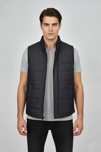 Erkek Spor Hakim Yaka Yelek Regular Kalıp 959-309 BGL-ST04875 - Resim 3