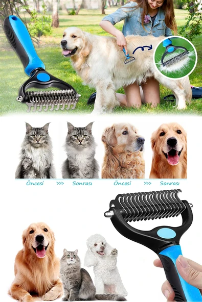 Mucit Home Metal Uçlu Köpek Kedi Uzun Tüy Bakım Tarağı Tüy Topak Kıtık Açıcı Tarak 1 Adet - Resim 7