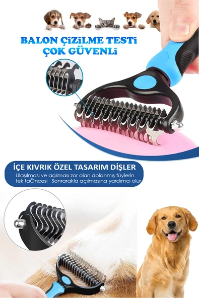 Mucit Home Metal Uçlu Köpek Kedi Uzun Tüy Bakım Tarağı Tüy Topak Kıtık Açıcı Tarak 1 Adet - Resim 5