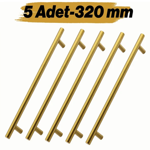 Mobilya Kulp Mutfak Dolap Çekmece Dolabı Kapak Kulpları Kulbu Gold Altın 320 mm 32 cm Metal (5 Adet) ürün görseli