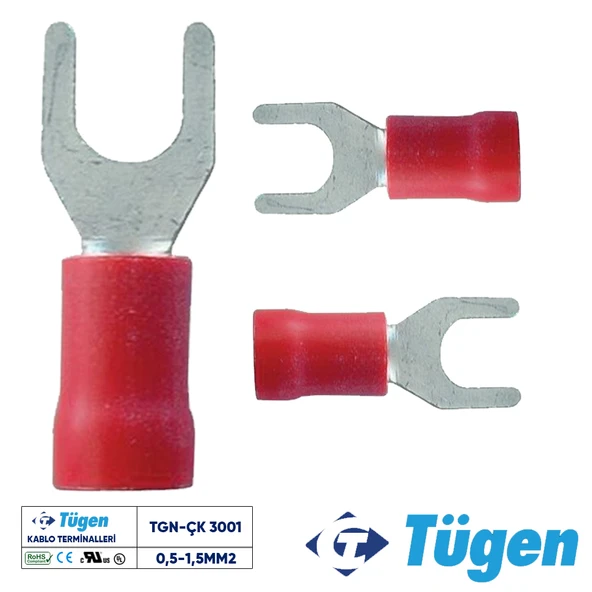 Tügen 0,5-1,5mm2 M3 Çatal Kablo Ucu ( 1 Kutu 200 Adet ) ürün görseli 1