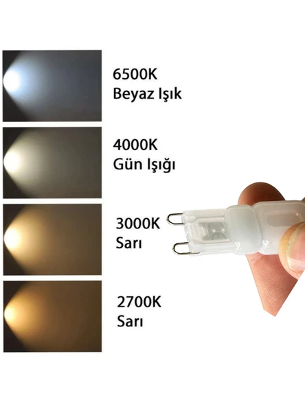 (6 Adet) Osaka 3W Sarı Işık (3000K) Buzlu Dim Edilebilir G9 Duylu Led Kapsül Ampul - Resim 4