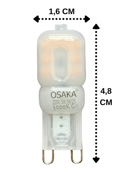 (6 Adet) Osaka 3W Sarı Işık (3000K) Buzlu Dim Edilebilir G9 Duylu Led Kapsül Ampul - Resim 2
