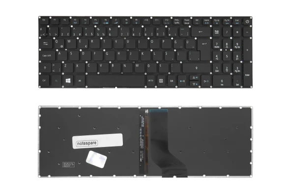 Acer Uyumlu Aspire ES1-533-P0H2, ES1-533-P8VL, ES1-572-33TK, ES1-572-34XC Klavye TR  Işıklı Siyah ürün görseli 1