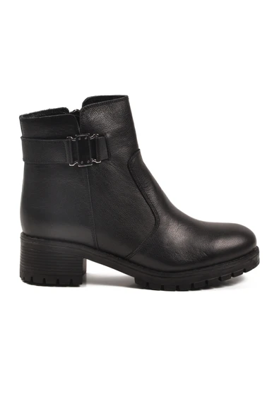 Aspor Siyah Hakiki Deri İçi Polarlı Kadın Topuklu Bot - Resim 2