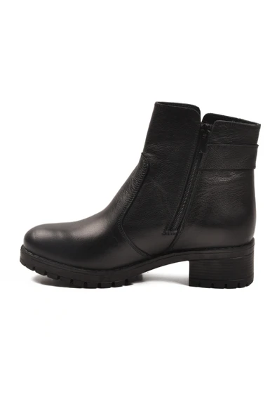 Aspor Siyah Hakiki Deri İçi Polarlı Kadın Topuklu Bot - Resim 4