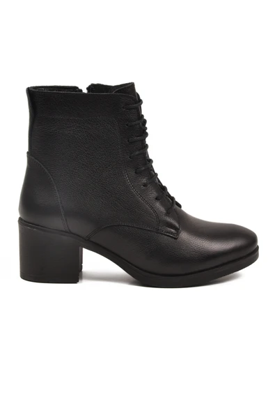 Aspor Siyah Hakiki Deri İçi Polarlı Kadın Topuklu Bot - Resim 2