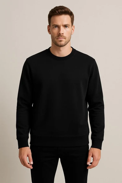 Troy Erkek Slim Fit Uzun Kol Sıfır Yaka Sweatshırt-7442 - 3