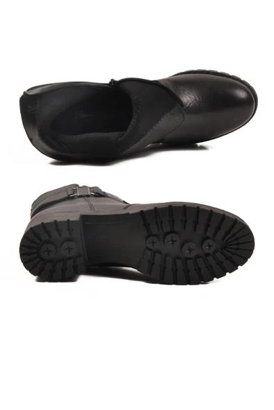 Aspor Siyah Hakiki Deri İçi Polarlı Kadın Topuklu Bot - Resim 5