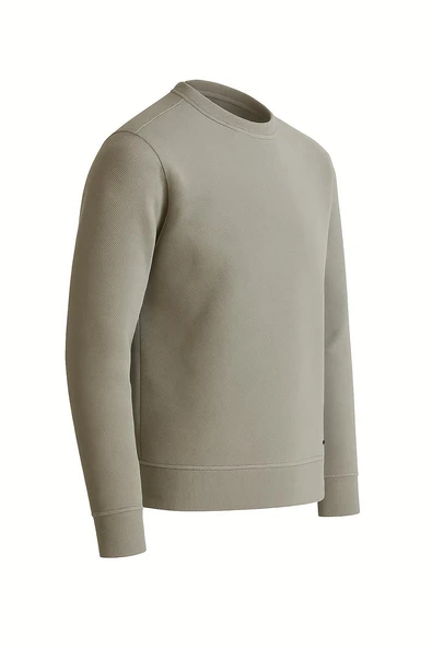 Troy Erkek Slim Fit Uzun Kol Sıfır Yaka Sweatshırt-7442 - 7