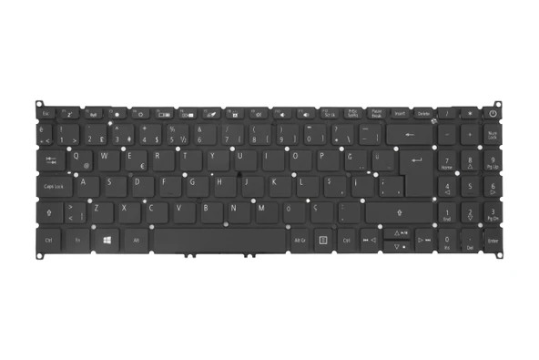 Acer Uyumlu Aspire 3 A315-34 NX.HE3EY.006, 3 A315-34 NX.HE3EY.00A Klavye TR  Işıklı Siyah - Resim 2