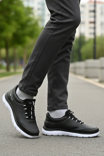 Walkway Siyah Beyaz Erkek Spor Ayakkabı - Resim 3