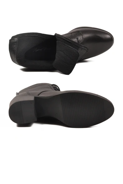 Aspor Siyah Hakiki Deri İçi Polarlı Kadın Topuklu Bot - Resim 5