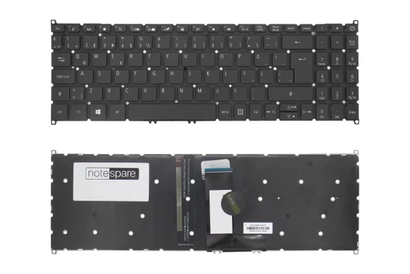 Acer Uyumlu Aspire 3 A315-34 NX.HE3EY.006, 3 A315-34 NX.HE3EY.00A Klavye TR  Işıklı Siyah ürün görseli 1