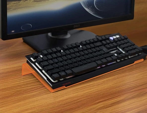 Klavye Standı Sehpası Klavye Yükseltici Pleksiglass 3 mm Şeffaf Turuncu Özel Renk.. ürün görseli