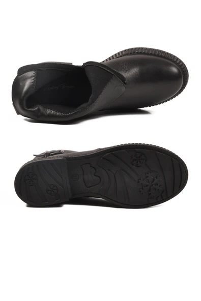 Aspor Siyah Hakiki Deri İçi Polarlı Kadın Topuklu Bot - Resim 5