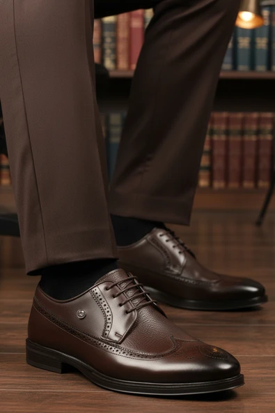 Pierre Cardin Kahverengi Hakiki Deri Erkek Klasik Ayakkabı - Resim 3