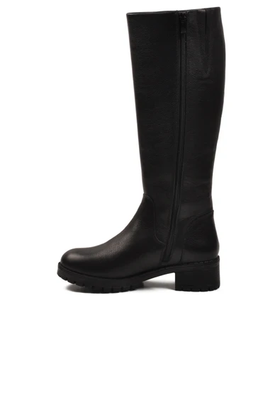 Aspor Siyah Hakiki Deri İçi Polarlı Kadın Topuklu Çizme - 4