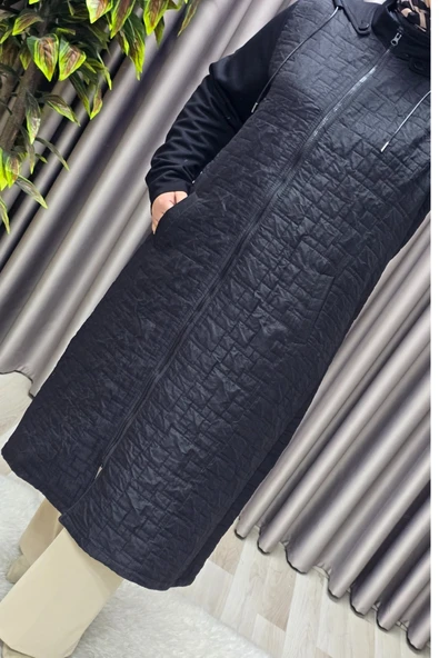 Kadın Giyim Büyük Beden Kapşonlu Polarlı Kapitone Kap - Resim 10