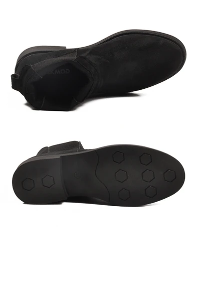 Aspor Siyah Süet Polarlı Kadın Chelsea Bot - 5