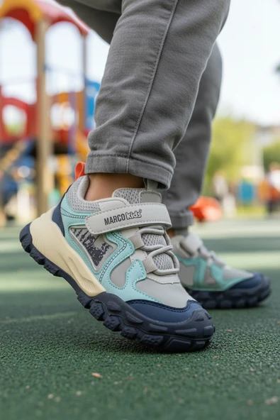 Marcokids Gri Cırtlı Erkek Çocuk Spor Ayakkabı - 3