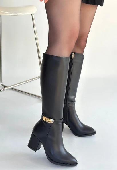 Pabucmarketi Siyah Kadın Topuklu Çizme - 2