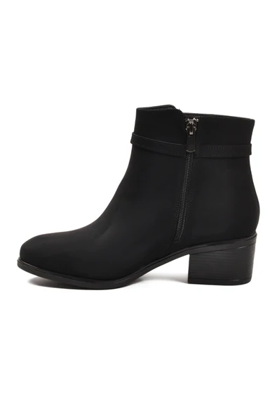 Aspor Siyah Zümrüt Fermuarlı Polarlı Kadın Topuklu Bot - Resim 4