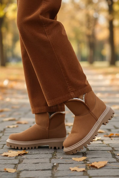 Aspor Taba Süet İçi Kürklü Kadın Topuklu Bot - 3