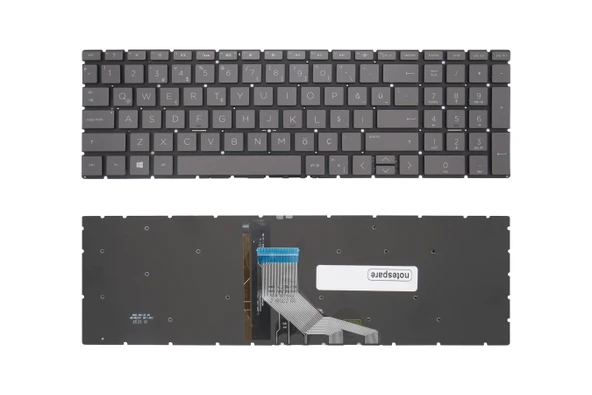 HP Uyumlu 15-dw1018nt (2A9K2EA), 15-dw1019nt (2A9S5EA) Klavye TR  Işıklı Füme ürün görseli 1