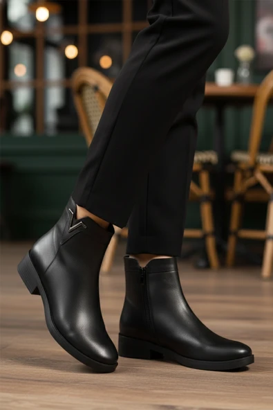 Aspor Siyah Hakiki Deri İçi Polarlı Kadın Topuklu Bot - 3