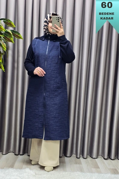 Kadın Giyim Büyük Beden Kapşonlu Polarlı Kapitone Kap ürün görseli 1