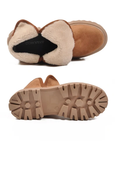 Aspor Taba Süet İçi Kürklü Kadın Topuklu Bot - 5