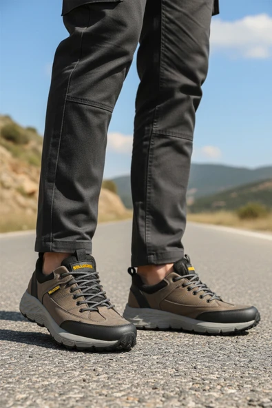 Bulldozer Gri Nubuk Hakiki Deri Erkek Outdoor Ayakkabı - Resim 3