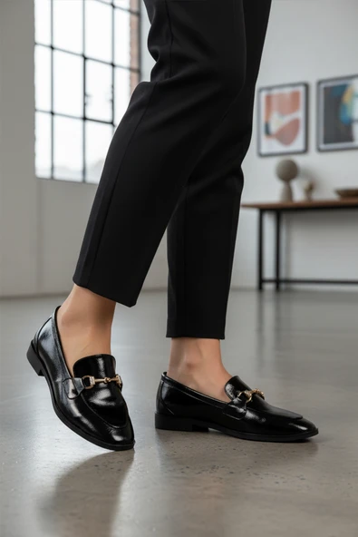 Aspor Siyah Kırışık Kadın Casual Ayakkabı - 3