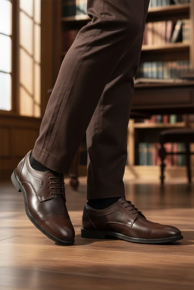 Aspor Kahve Hakiki Deri Erkek Klasik Ayakkabı - 3