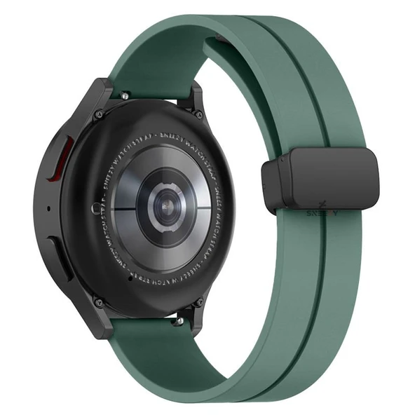 Sneezy Huawei Watch GT4 46mm İle Uyumlu 22mm Coastal Magnet Tokalı Silikon Kordon Haki - 4