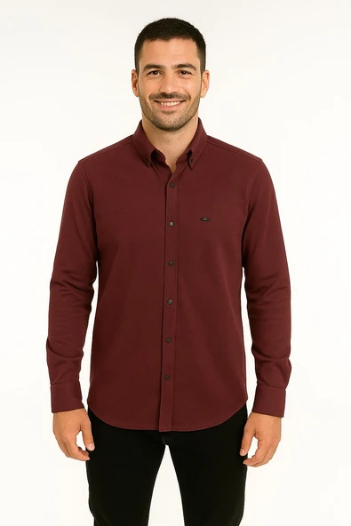 Cafes Uzun Kol Slim Fit Erkek Gömlek - 7434 - 5