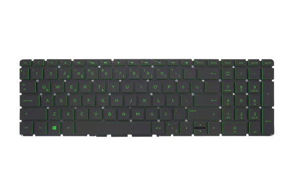 Hp Uyumlu Pavilion X360 15-BK000nt Klavye TR  Işıklı Yeşil Tuşlu - Küçük Enter - Resim 2
