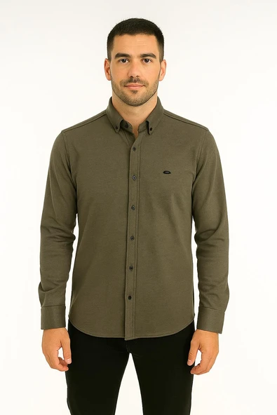 Cafes Uzun Kol Slim Fit Erkek Gömlek - 7434