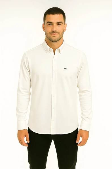 Cafes Uzun Kol Slim Fit Erkek Gömlek - 7433 - 3