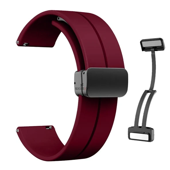 Sneezy Huawei Watch GT4 46mm İle Uyumlu 22mm Coastal Magnet Tokalı Silikon Kordon  Mürdüm - Resim 2